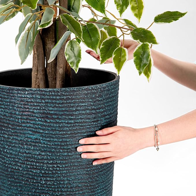 QCQHDU Set of 2 Large Tall Blue Planters - Image 6