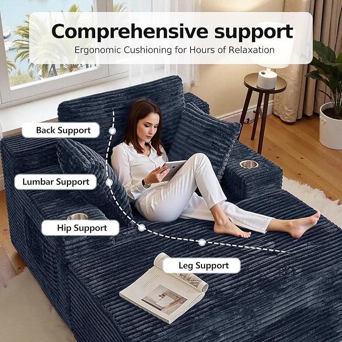 CHORRO67 Chaise Lounge Chair Indoor, Oversized Boneless Single Sleeeper Couch - Image 6