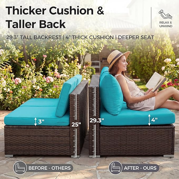 NICESOUL 8 Piece Outside Furniture Set, 29.3'' High Back Deep Seating Wicker - Image 6