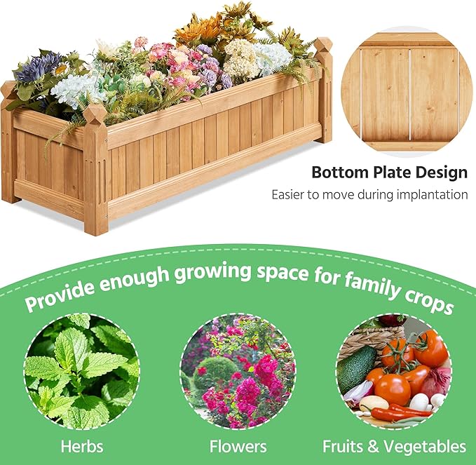 Yaheetech 43.5″ L × 16″ W × 14″ H Wooden Raised Garden Bed, Horticulture - Image 5