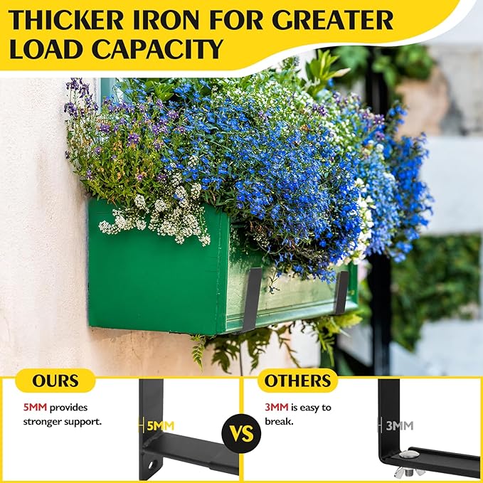 LukLoy Window Planter Box Brackets, 2 Pack Adjustable Heavy Duty Wall Mount - Image 5
