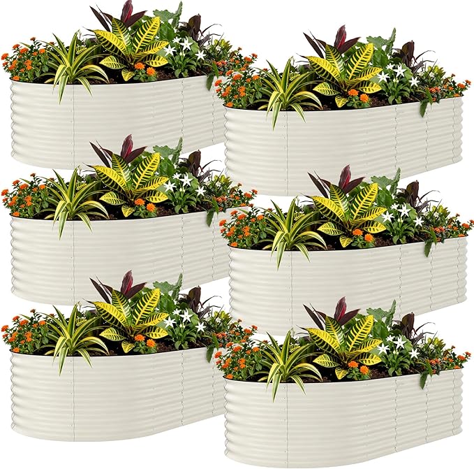 Garvee 6 Pack Galvanized Raised Garden Bed, Rust-Resistant Raised Garden Beds by Garvee
