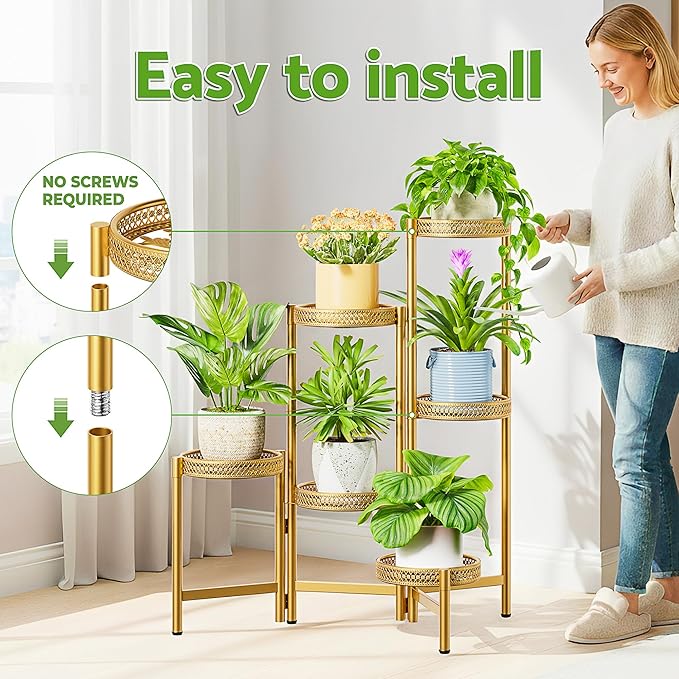 7 Tiered Metal Corner Plant Stand Indoor Outdoor, Tall Large Folding Rack - Image 6