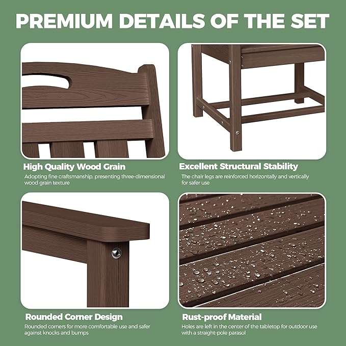 HDPE Outdoor Patio Dining Set - Image 6
