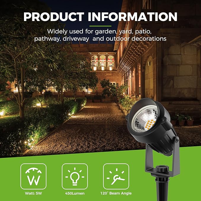 L LOHAS LED Landscape Spot Lights Outdoor, Dusk to Dawn Sensor 5W LED Spotlights - Image 5