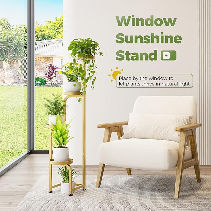 Bamworld Corner Plant Stand Indoor Outdoor, Tall Metal Flower Pot Stands - Image 5