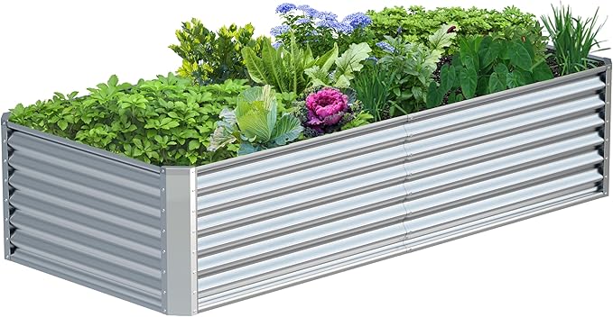 8x2x2FT Galvanized Raised Garden Bed, Galvanized Planter Boxes Outdoor by AyenGuard