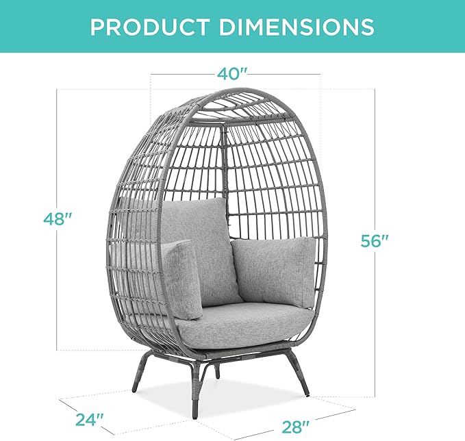 Best Choice Products Wicker Egg Chair, Oversized Indoor Outdoor Lounger - Image 2
