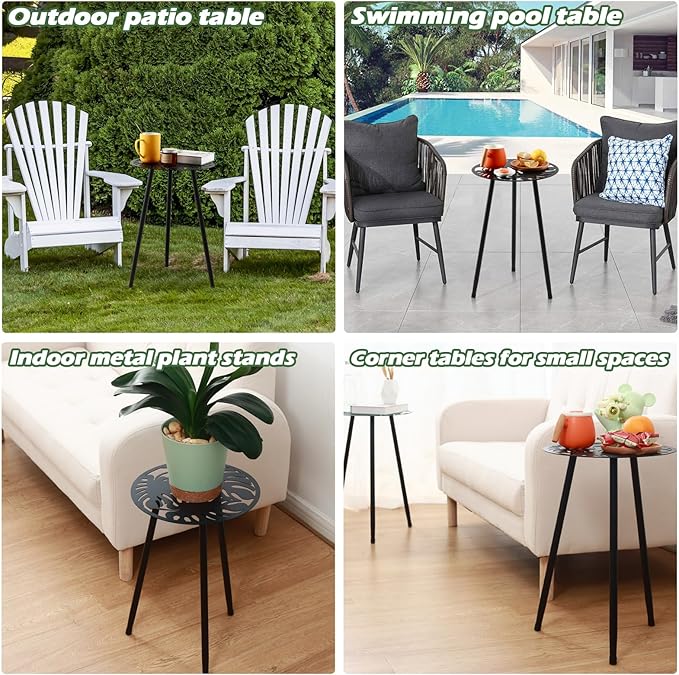 1 Pack Metal Outdoor Side Tables Small Outside Round End Table - Image 6