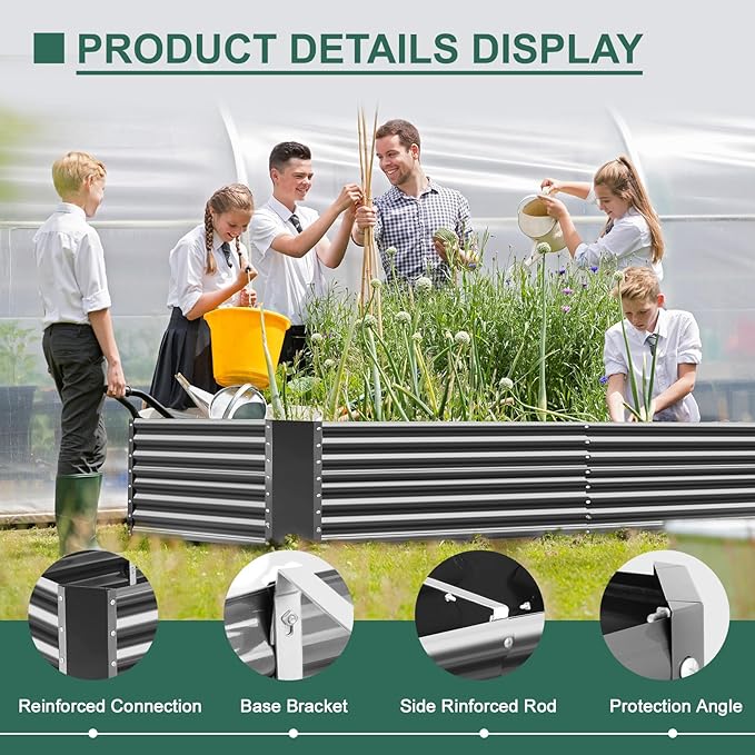 Land Guard 8x4x3ft Rectangular Galvanized Raised Garden Beds, Large-Capacity - Image 5