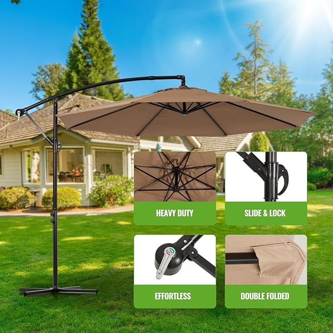 Backyard Expressions 10FT Cantilever Patio Umbrella – Outdoor Offset Hanging - Image 2