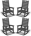 SERWALL Outdoor Rocking Chair Set of 4, Oversized HDPE Patio Rocking Chair by SERWALL