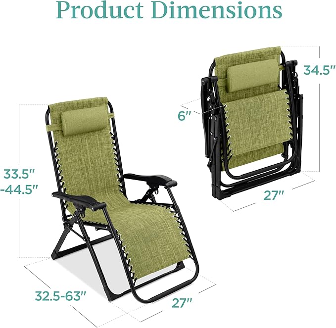 Best Choice Products Oversized Zero Gravity Chair, Folding Outdoor Patio - Image 2