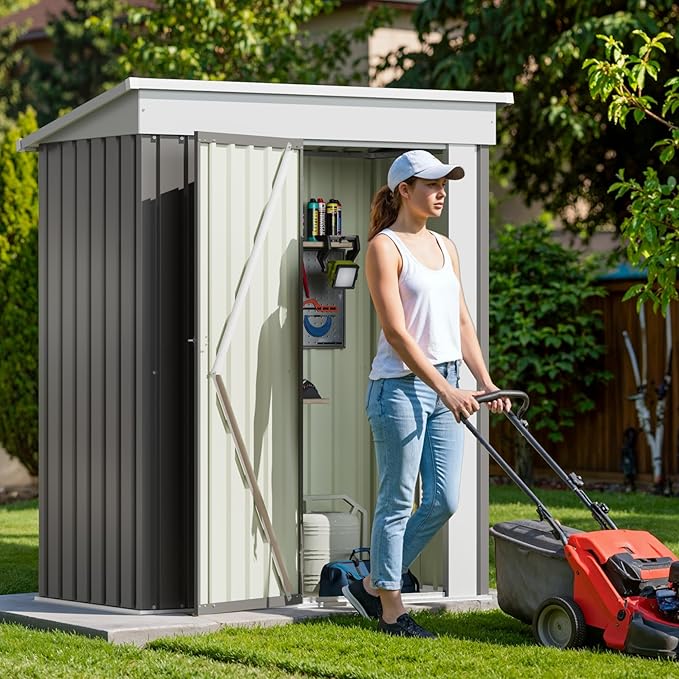 Devoko Outdoor Storage Shed 5 x 3 FT Lockable Metal Garden Shed Steel - Image 7