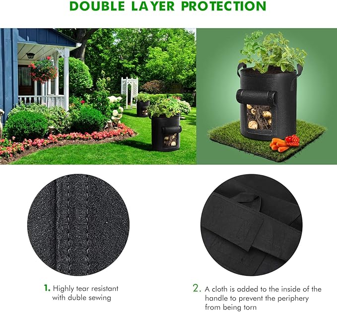 5-Pack 10 Gallon Potato Grow Bags, Garden Planting Bag - Image 4