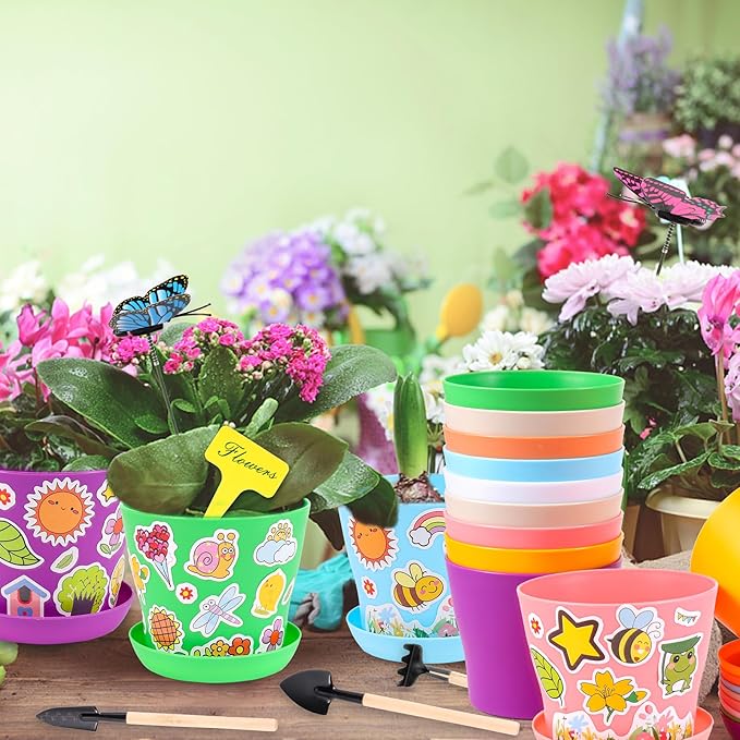 32 Set Garden Plastic Pot Craft Kit DIY Flower Plant Crafts Nursery Pots - Image 7