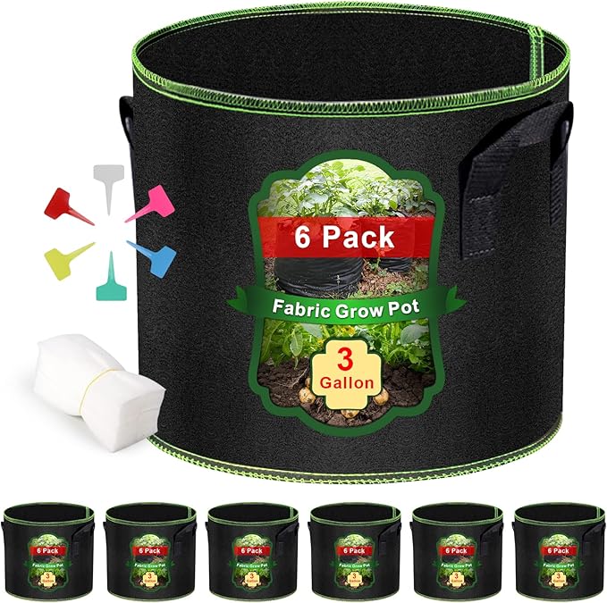 3 Gallon Grow Bags 6 Pack by Createagardenyoulove