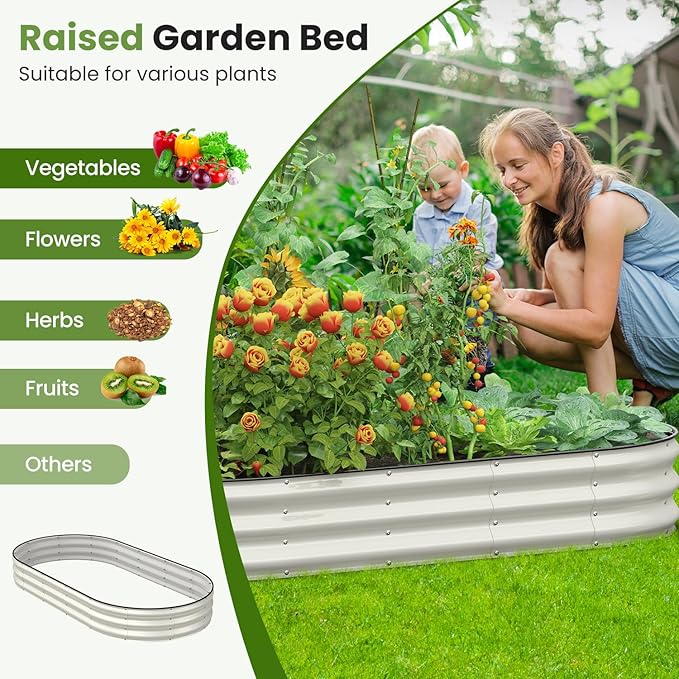 Galvanized Raised Garden Bed 8x4x1 FT, Oval Metal Raised Garden Bed Outdoor - Image 2