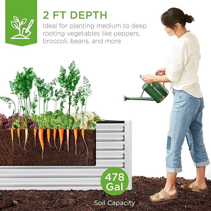 Best Choice Products 8x4x2ft Outdoor Metal Raised Garden Bed, Deep Root Planter - Image 4