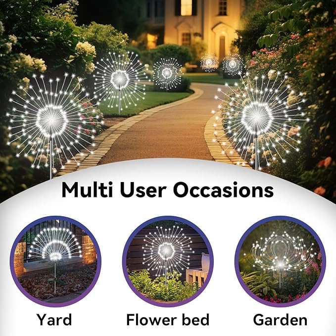 Garden Outdoor Lights, 2 Pack 120 LED Solar Garden Lights Fairy Lights Outdoor - Image 5
