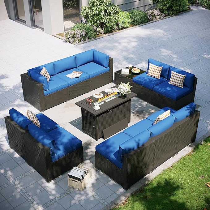 Aoxun Patio Furniture Set with Fire Pit Table, 12 Piece Outdoor Sectional Sofas by Aoxun