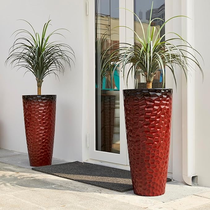 Glitzhome 31" H Large Plastic Tall Planters, Oversized Planters Flower Pots - Image 6