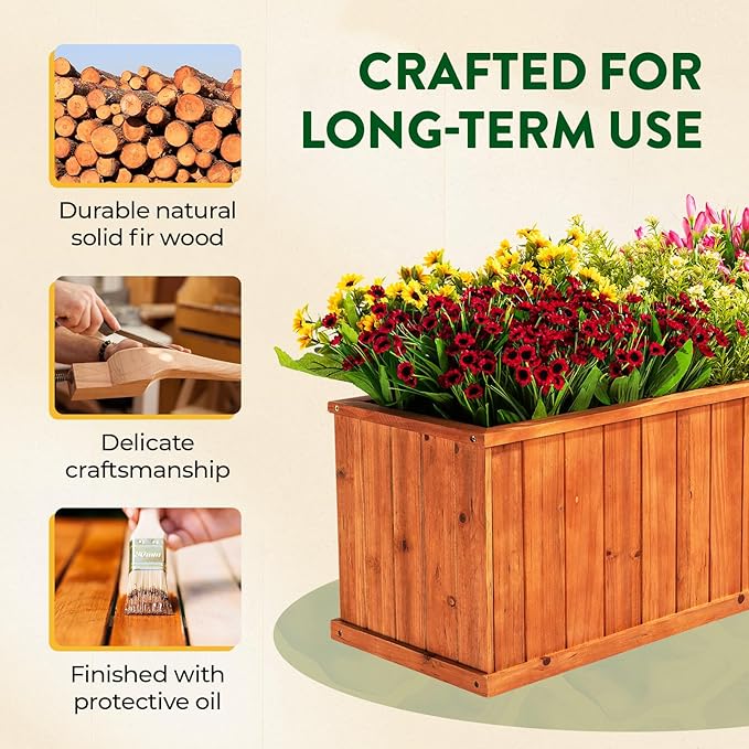 IDZO Wooden Window Box 40 in, Spacious Wooden Planter Boxes - Image 3
