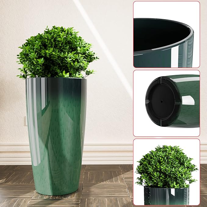 QCQHDU 21 inch Tall Planters for Outdoor & Indoor Plants, 2 Pack Sturdy - Image 2