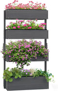 Outsunny Vertical 4 Tier Raised Garden Bed, Wooden Planter Box, Self-Draining by Outsunny