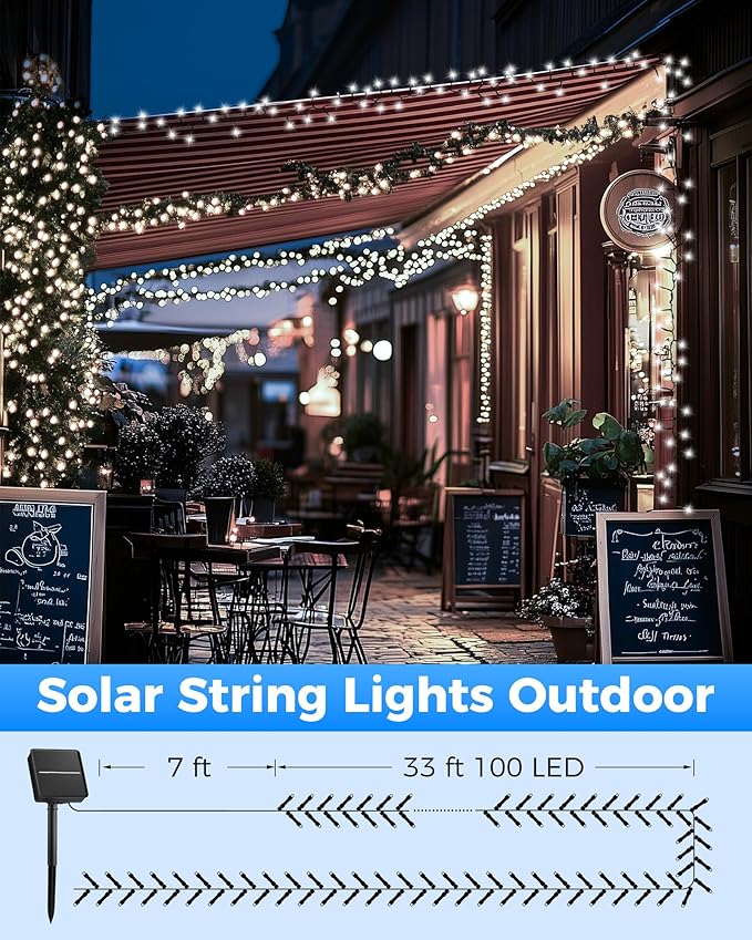 Brightown Solar Outdoor String Lights - 50 FT 120 LED Solar String Lights - Image 6