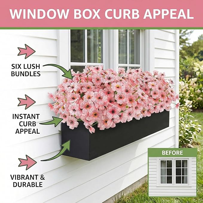 MACTING Artificial Flowers for Outdoors 6 Bundles UV Resistant Fake Flowers No - Image 7