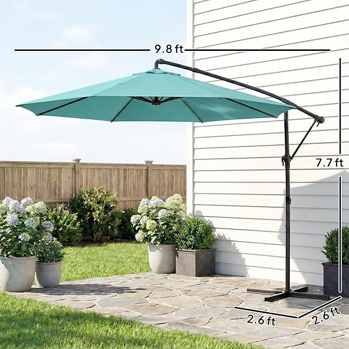 Outsunny 10 ft Offset Patio Umbrella - Image 7