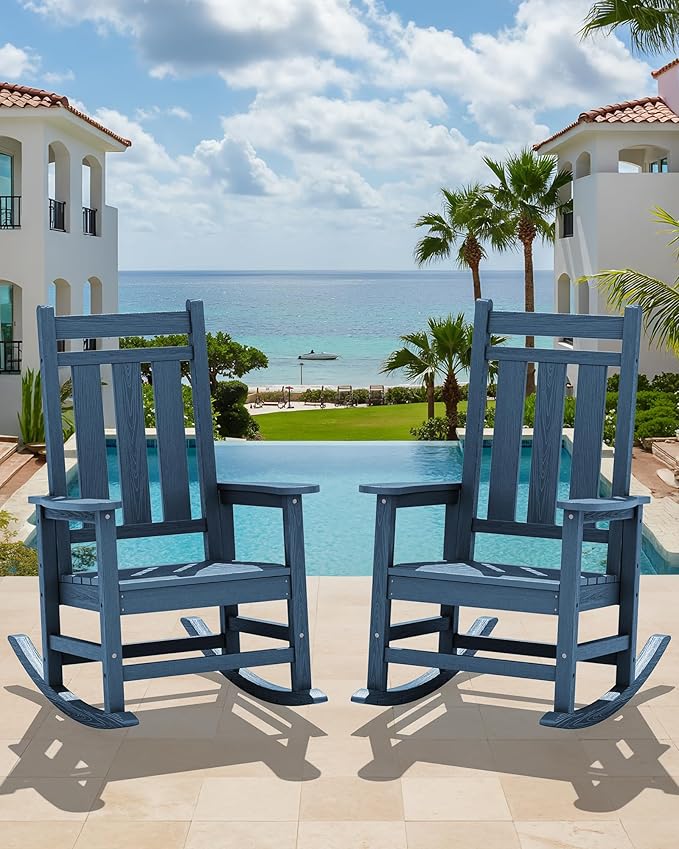 KINGYES Oversized Outdoor Rocking Chair, All-Weather Patio Rocking Chairs - Image 2