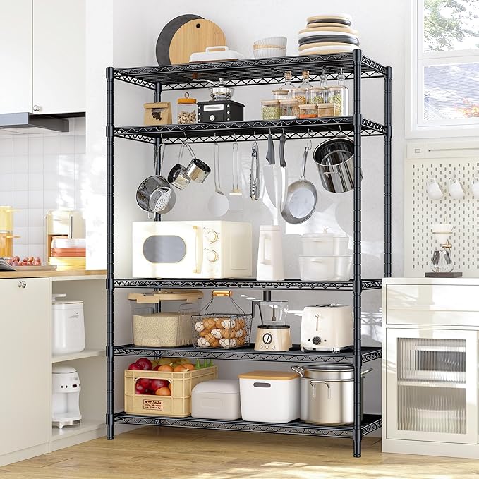 5 Tier Storage Shelves 71"H Wire Shelving Adjustable Metal Shelving, 1000LBS - Image 4