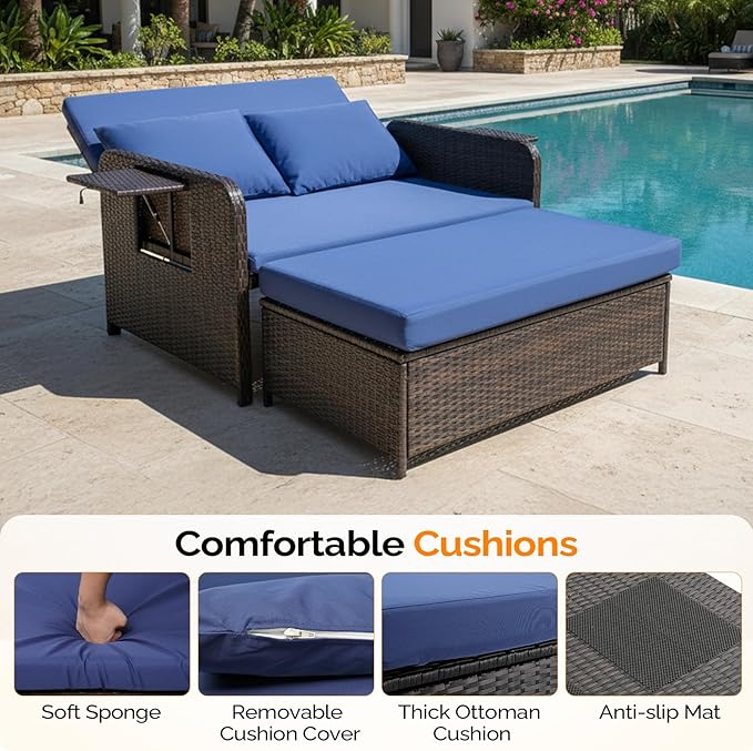 VINGLI Patio Daybed, Wicker Outdoor Daybed - Image 6
