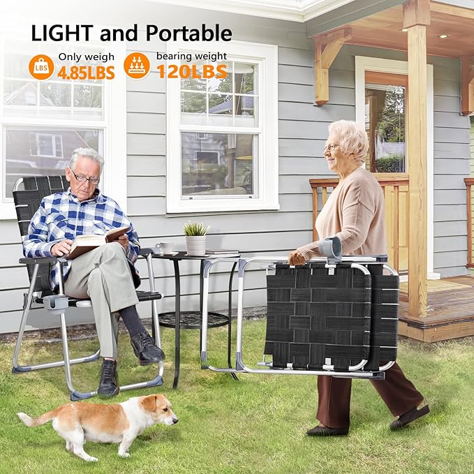 VINGLI Aluminum Patio Lawn Chairs Folding Set of 2 - Image 6