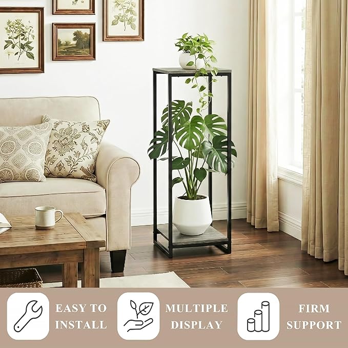 34" Tall Plant Stand Indoor, 2-Tier Modern Plant Shelf, Corner Flower Pot - Image 3