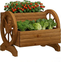 Wooden Wagon Planter Flower Cart by PULIJIAJU