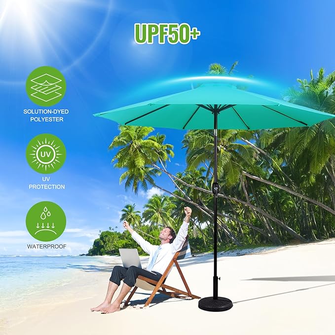 Backyard Expressions 9 ft. Patio Umbrella, Market Table Umbrella w/Tilt and - Image 3