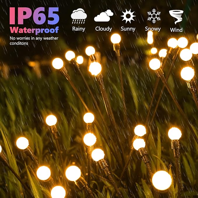 BrizLabs Solar Garden Lights, 4 Pack 32 LED Solar Powered Firefly Lights - Image 4