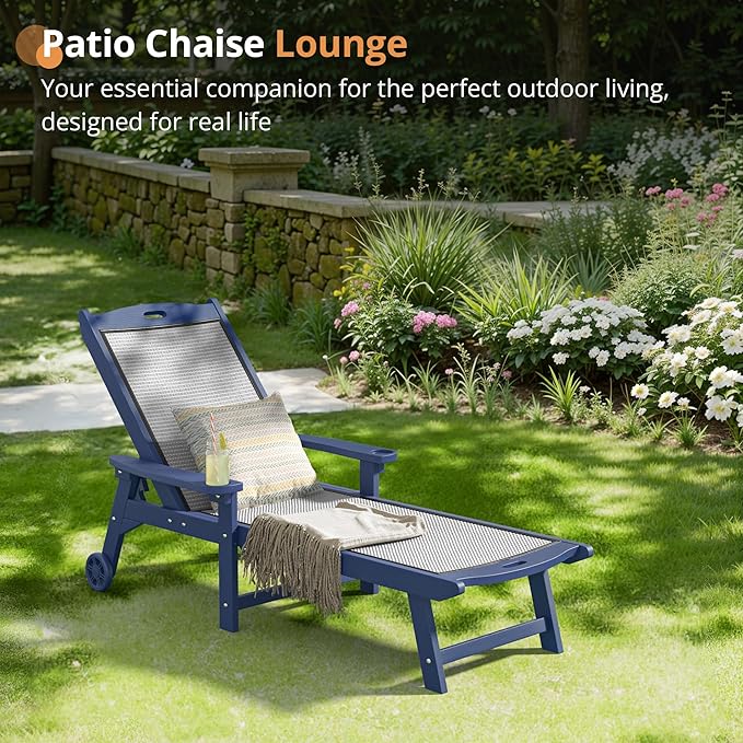 LUE BONA Chaise Lounge Chair Outdoor, HDPS and HDPE Wicker Material, Patio - Image 5