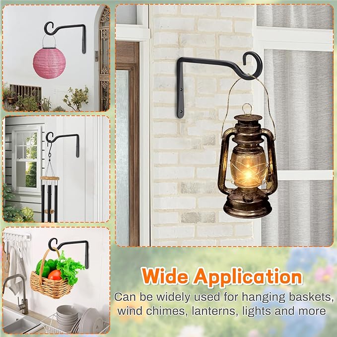 Plant Hangers Outdoor 4 Pack 10 Inch Metal Hanging Plant Bracket Metal Hanging - Image 6