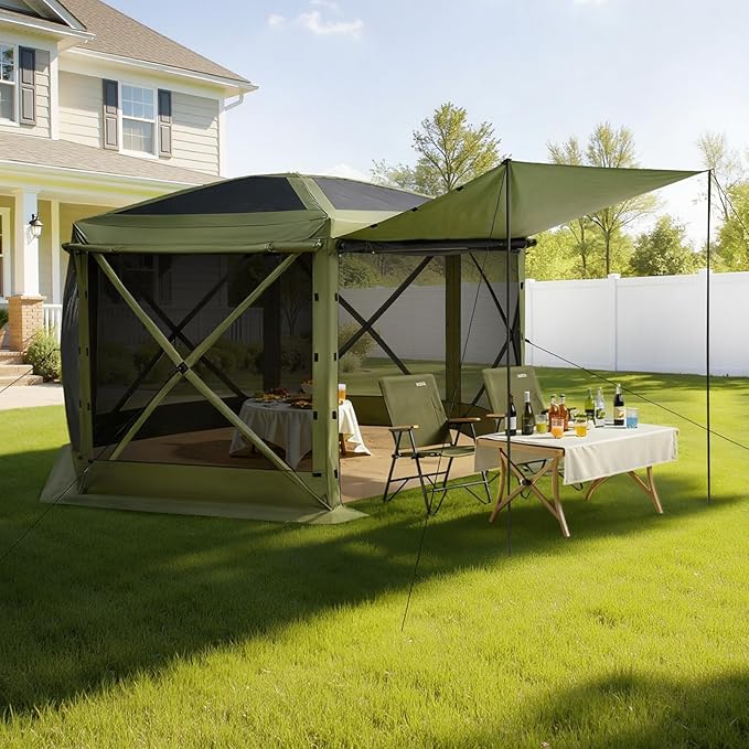 VEVOR Pop up Gazebo Screen Tent, 10 x 10 ft Large 6-Sided Camping Canopy Tent - Image 8