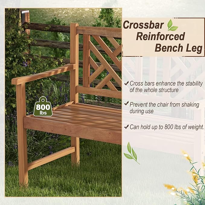 Giantex Outdoor Wooden Garden Bench - Image 6