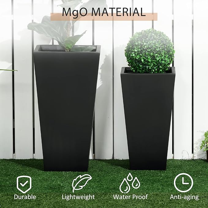 Outsunny 2-Pack Outdoor Planter Set, Flower Pots - Image 4