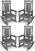 KINGYES HDPE Patio Rocking Chair Set of 4, Outdoor Rocking Chairs Porch Rocker by KINGYES