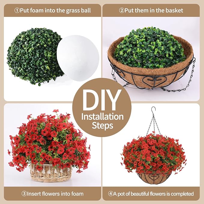Artificial Hanging Flower for Outdoors, Fake Hanging Basket for Outside - Image 4