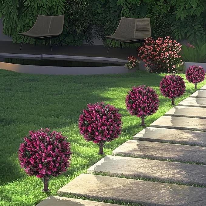 Artificial Topiary Tree with Pink Eucalyptus, Fake Evergreen Tree - Image 5