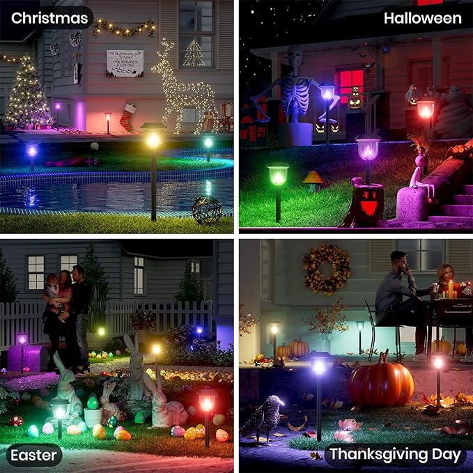 AOSEA 4 Pack Christmas Solar Pathway Lights Outdoor Waterproof - Image 5