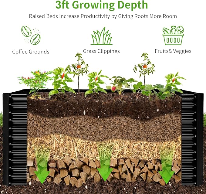 Land Guard 6x3x3ft Rectangular Galvanized Raised Garden Beds, Large-Capacity - Image 4